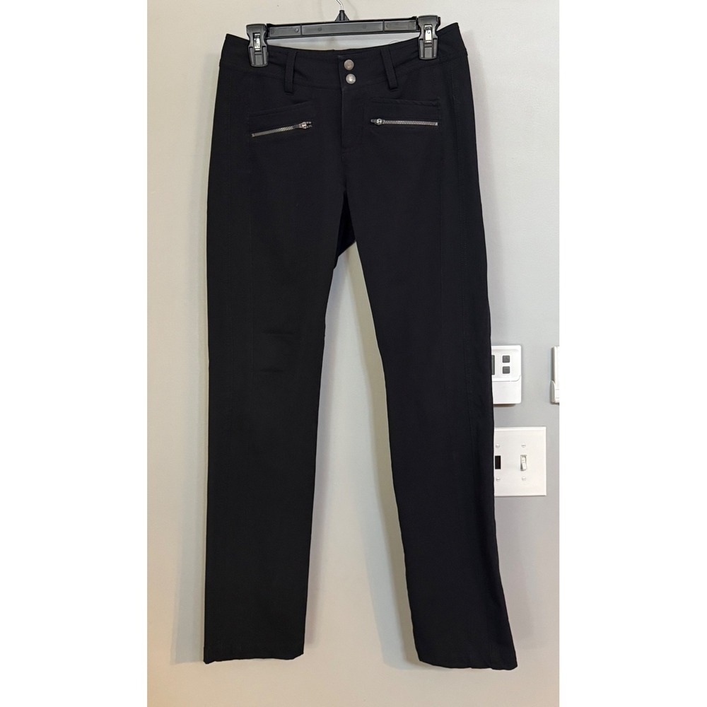 Title Nine Genie Brushed Pants Women 6 Black Straight Leg Ankle Zip Hiking